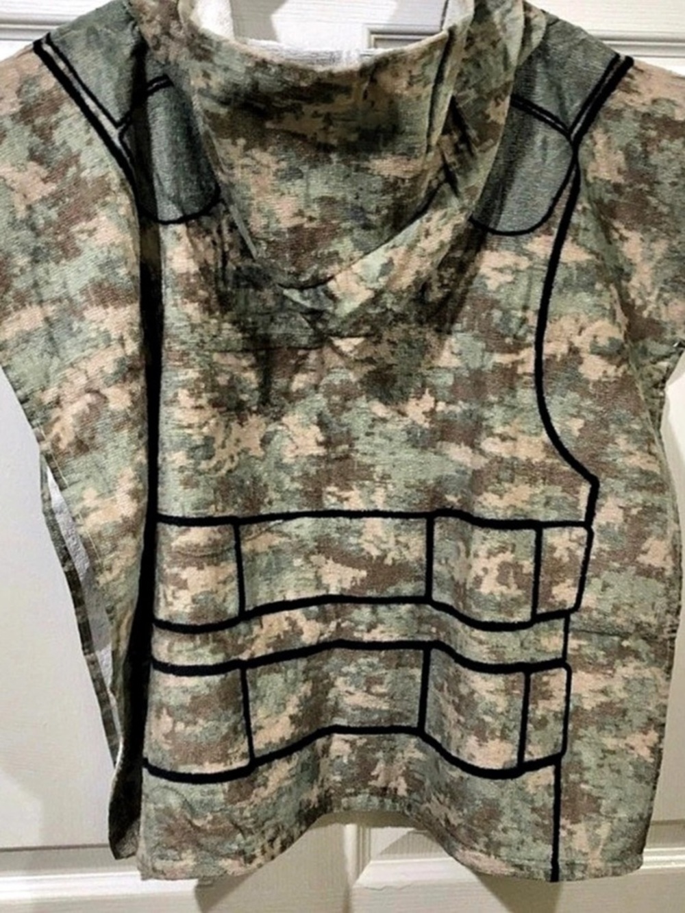Kids Camo Costume Vest with Hood - Hood towel